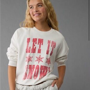 American Eagle Holiday Graphic Relaxed Crewneck Sweatshirt
